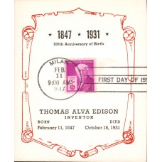 #945 Thomas Edison Bernet-Reid FDC