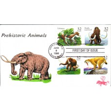 #3077-80 Prehistoric Animals B Line FDC