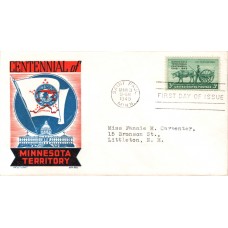 #981 Minnesota Territory Centennial Boll FDC