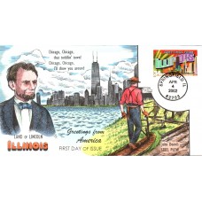 #3573 Greetings From Illinois Collins FDC