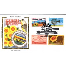 #4493 Kansas Statehood Combo Colorano FDC