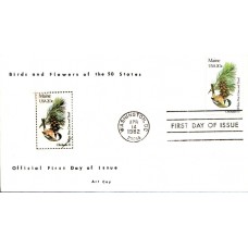 #1971 Maine Birds - Flowers Coy FDC