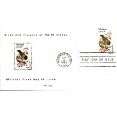 #1974 Michigan Birds - Flowers Coy FDC