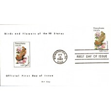#1990 Pennsylvania Birds - Flowers Coy FDC