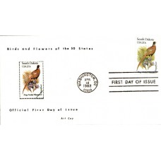 #1993 South Dakota Birds - Flowers Coy FDC