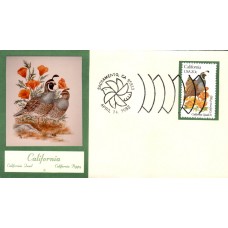 #1957 California Birds - Flowers Double A FDC