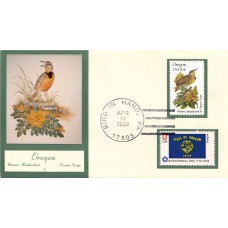 #1989 Oregon Birds - Flowers Double A FDC