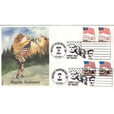 #2523A Flag Over Mt. Rushmore Dual Edken FDC