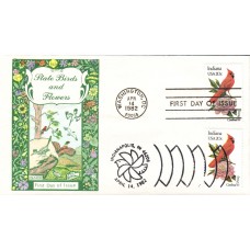 #1966 Indiana Birds - Flowers Dual Gamm FDC