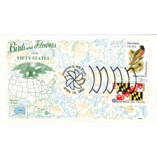 #1972 Maryland Birds - Flowers Combo Gamm FDC