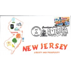 #3590 Greetings From New Jersey Homespun FDC