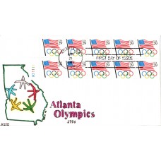 #2528 Flag with Olympic Rings Kribbs FDC