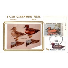 #RW52 Cinnamon Teal Plate LEB FDC