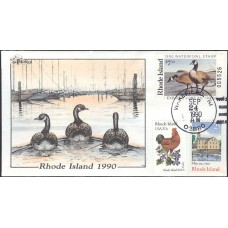 #RI2 Rhode Island 1990 Duck Milford FDC