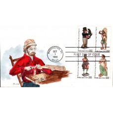 #2240-43 Woodcarved Figures Mille FDC