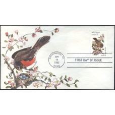#1974 Michigan Birds - Flowers NITA FDC