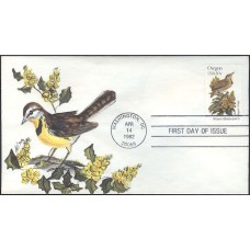 #1989 Oregon Birds - Flowers NITA FDC