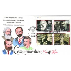 #3061-64 Pioneers of Communication Plate Pugh FDC