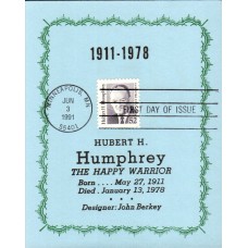 #2189 Hubert H. Humphrey Reid Maxi FDC