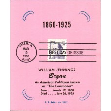 #2195 William Jennings Bryan Reid Maxi FDC