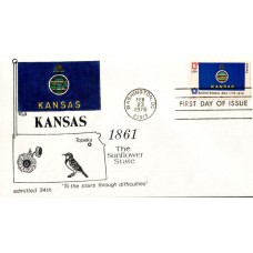 #1666 Kansas State Flag RLG FDC