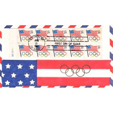 #2528 Flag with Olympic Rings Rogak FDC