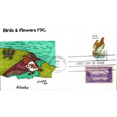 #1954 Alaska Birds - Flowers Combo Slyter FDC