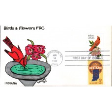 #1966 Indiana Birds - Flowers Combo Slyter FDC