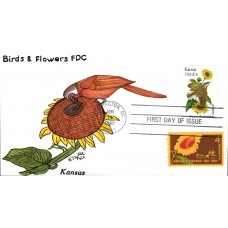 #1968 Kansas Birds - Flowers Combo Slyter FDC