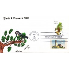 #1971 Maine Birds - Flowers Combo Slyter FDC
