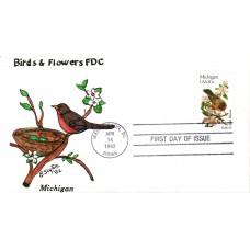 #1974 Michigan Birds - Flowers Slyter FDC