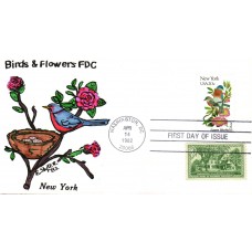 #1984 New York Birds - Flowers Combo Slyter FDC