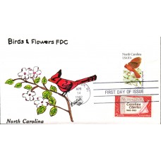 #1985 North Carolina Birds - Flowers Combo Slyter FDC