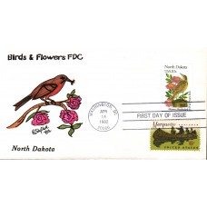 #1986 North Dakota Birds - Flowers Combo Slyter FDC