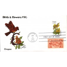 #1989 Oregon Birds - Flowers Combo Slyter FDC