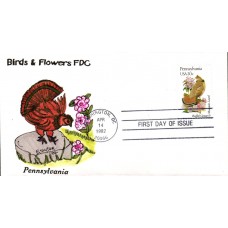 #1990 Pennsylvania Birds - Flowers Slyter FDC