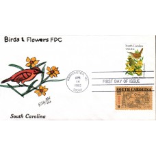 #1992 South Carolina Birds - Flowers Combo Slyter FDC
