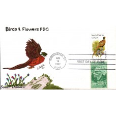 #1993 South Dakota Birds - Flowers Combo Slyter FDC