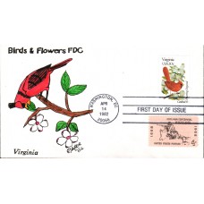 #1998 Virginia Birds - Flowers Combo Slyter FDC