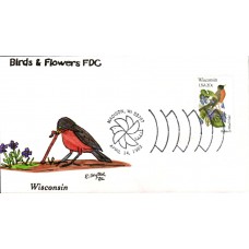 #2001 Wisconsin Birds - Flowers Slyter FDC