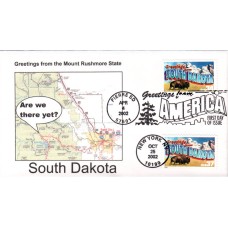 #3736 Greetings From South Dakota Dual Southport FDC